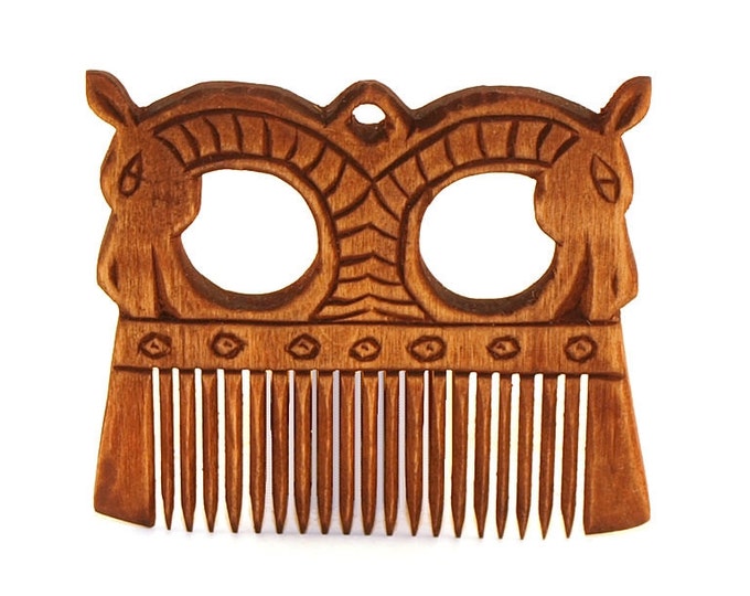 Viking Wooden Comb with a horses - free shipping