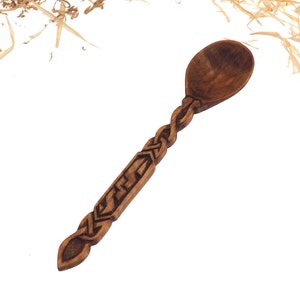 Wooden Hand Carved Spoon, Medieval Spoon, viking pattern,Wood Cutlery, Medieval Kitchen, Dining Appliances,Celtic pattern, SCA, personalized image 6