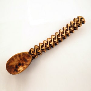 Wooden Hand Carved Spoon in early medieval pattern