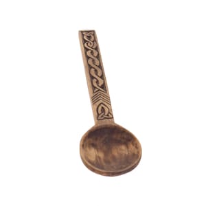 Wooden Hand Carved Spoon, Medieval Spoon, viking pattern,Wood Cutlery, Medieval Kitchen, Dining Appliances,Celtic pattern, SCA, personalized