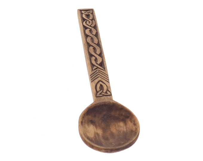 Wooden Hand Carved Spoon, Medieval Spoon, viking pattern,Wood Cutlery, Medieval Kitchen, Dining Appliances,Celtic pattern, SCA, personalized