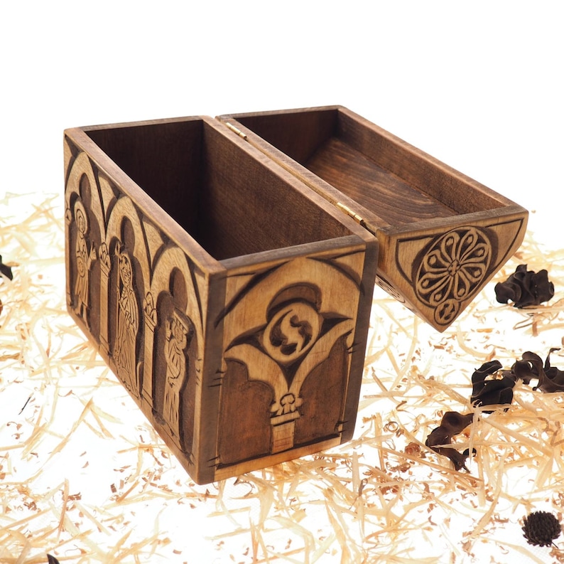 Reliquary Box Wooden Hand Carved Jewelry Box Keepsake Box Etsy