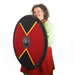 Red and Black Viking Shield Pattern, Norsman shield, Wall decor, Larp and reenactment, SCA ready, black shield