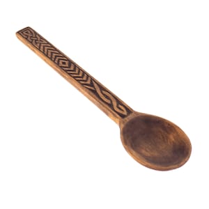 Wooden Hand Carved Spoon, Medieval Spoon, viking pattern,Wood Cutlery, Medieval Kitchen, Dining Appliances,Celtic pattern, SCA, personalized