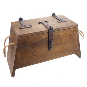 Simple Personalized Viking Chest, hand made, Norse box, chest with forged fittings, perfect wedding gift, SCA and Larp, treasure chest