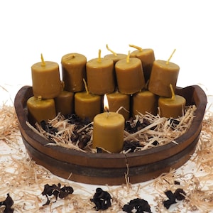 Pure Beeswax Candle, 2 and 1/2&quot; high Unscented Beeswax Pillar Candle, Hand Made, Natural Eco Friendly for for Meditation, Prayer or Altar