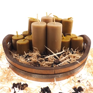 Massive Pure Beeswax Candle, 5 and 1/2&quot; high Unscented Beeswax Pillar Candle, Hand Made, Natural Eco Friendly Meditation, Prayer or Altar