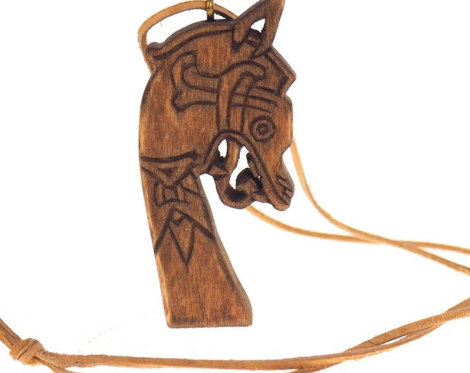 Wooden Hand Carved Viking Dragon Head Pendant, Oseberg carving, mini viking decor, viking room decoration, viking art, norse