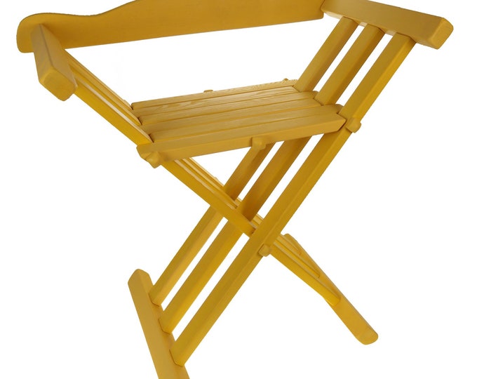 Yellow Wooden medieval viking folding chair with back support,Personalized color,  Historical, SCA, LARP