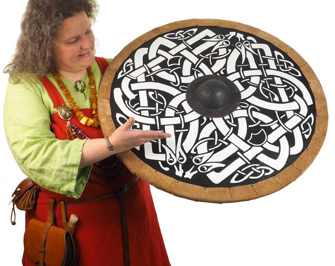 Personalized Dragon Viking Shield Pattern, Norsman, Wall decor, Larp and reenactment, SCA, black shield