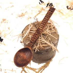 Wooden Hand Carved Spoon, viking pattern, Medieval Spoon,Wood Cutlery, Medieval Kitchen, Dining Appliances,Viking Kitchen, SCA, personalized