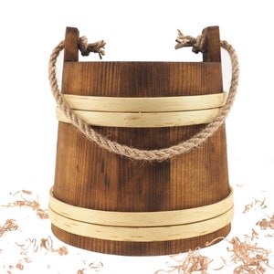 3 Liter Eimer mit Seil-Griff oben schmal, unten breit, Wikinger, Mittelalter, ländliche Umgebung, handgemacht, 20 Liter