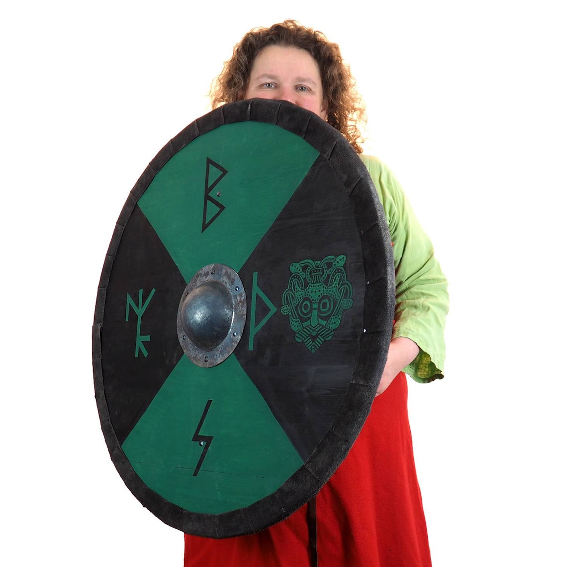 Personalized Runic Viking Shield With Thor Mask Norsman - Etsy