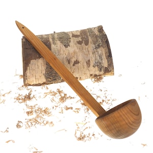 Huge Wood Ladle, Soup ladle, cherry wood, 22 inch, handmade, personalized,