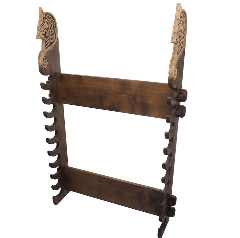 Larp Rope Rack Viking Personalized Weapons Wall Stand Rack Wolf Head, Hanging Holder ...