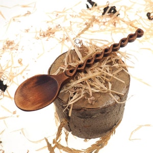 Wooden Hand Carved Spoon, Medieval Spoon, viking pattern,Wood Cutlery, Medieval Kitchen, Dining Appliances,plait pattern, SCA, personalized