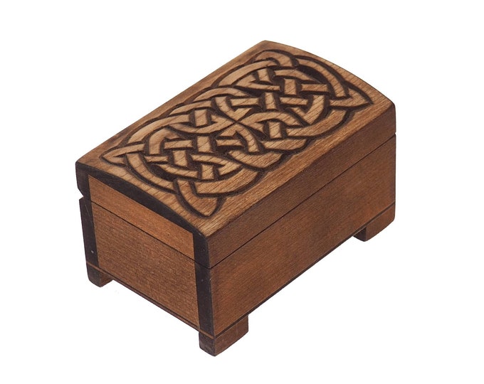 Wooden jewelry box, viking plait, hand carved, personalized, history pattern, gift box, custom jewelry box, wedding memory box,