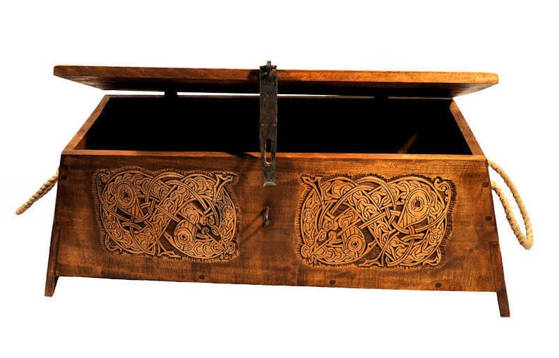 Personalized Viking Chest hand carved Norse pattern box Etsy