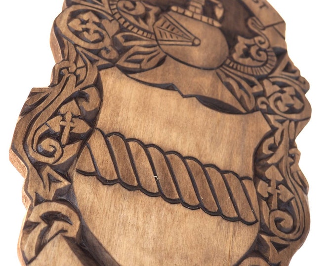Pearson Personalized Family Crest, Hand Carved, Coat of Arms, Custom, Family Shield, Wooden Emblem, Wedding Wood Art, Heraldic, Woodcraft