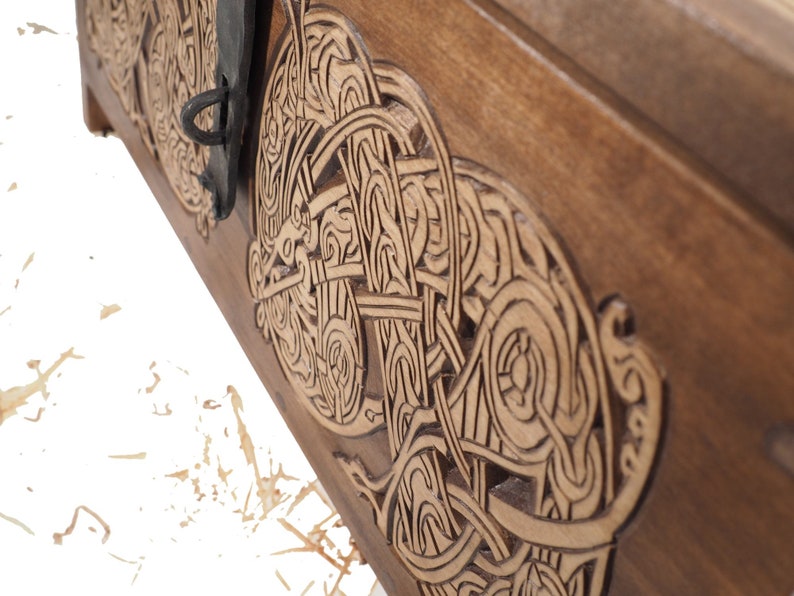 Personalized Viking Chest, Hand-carved, Norse Pattern Box, Forged ...