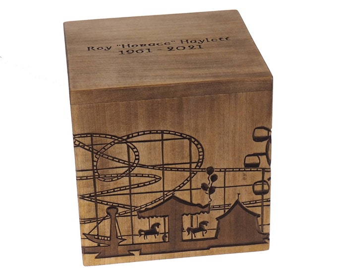Your theme Square Personalized Wood Urn For Human Ashes, Wooden Memorial Box, Carved Keepsake Cremation Urns, Cremation Boxes, Burial