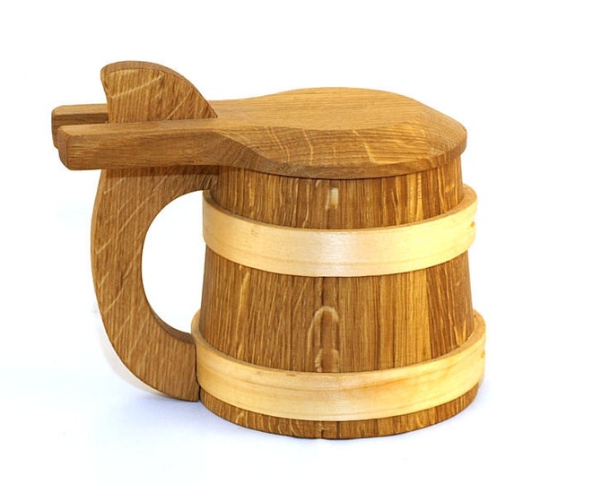 Wooden Beer Mug 1/2 litre with a lid|beer mug|wooden cup|wooden drinking mug|historical mug||rustic mug|medieval replica|Game of Thrones