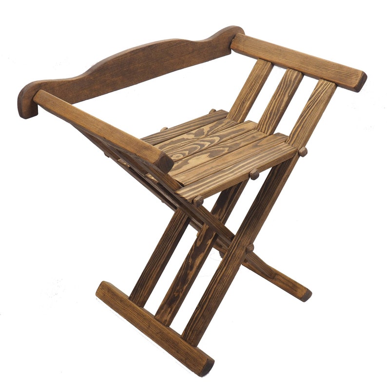 Old Dark Oak Color Wooden Medieval Viking Folding Chair With Etsy