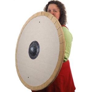 Blanko-Muster Wikinger-Schild, 90 cm, Doppelseitig bezogen, Leineneinband. Nordischer Schild, Wanddeko, Larp und Reenactment, SCA ready,