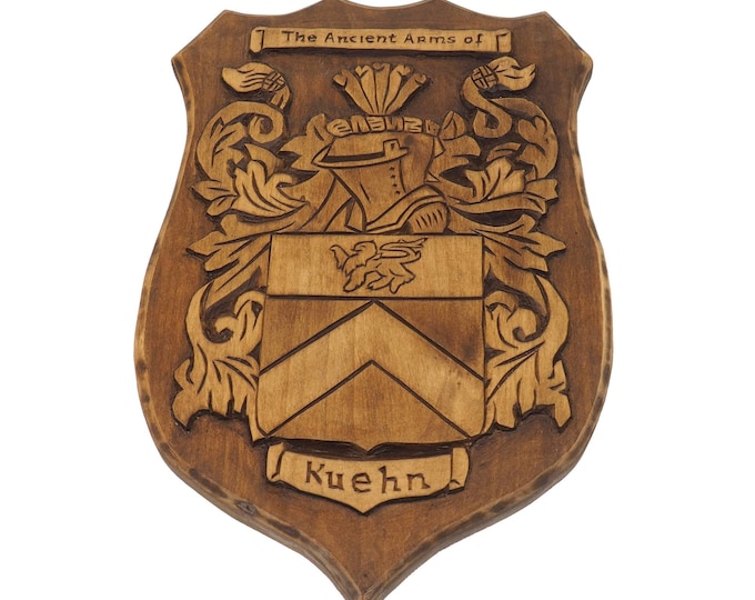 Personalized Family Arms Crest, Hand Carved, Coat of Arms, Custom, Family Shield, Wooden Emblem, Wedding Wood Art, Heraldic, Woodcraft
