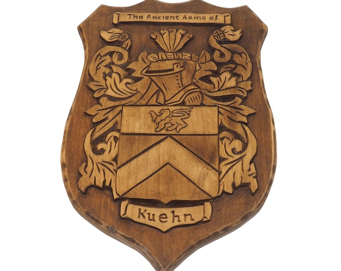 Personalized Family Arms Crest, Hand Carved, Coat of Arms, Custom, Family Shield, Wooden Emblem, Wedding Wood Art, Heraldic, Woodcraft