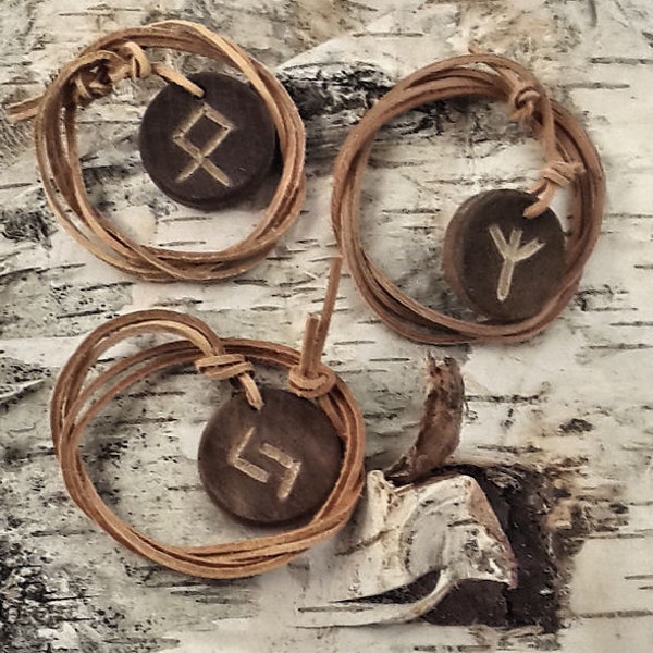 Rune necklace, Rune pendant, Rune jewelry, Wood jewelry, Runes, Viking necklace, Viking pendant, Viking jewelry, Carving Rune