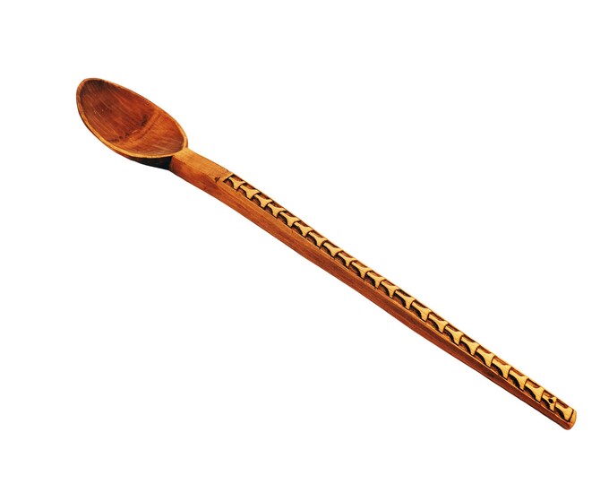 Large hand carved wooden spoon with Borre style pattern, Viking spoon, wooden ladle, decorative spoon, Viking decor