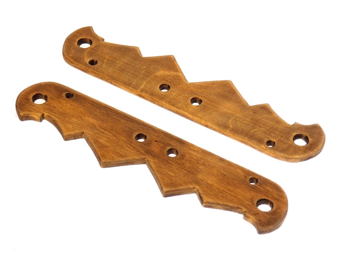 Viking bag handles, wooden, birka origins. Reenactment. Birka pattern.