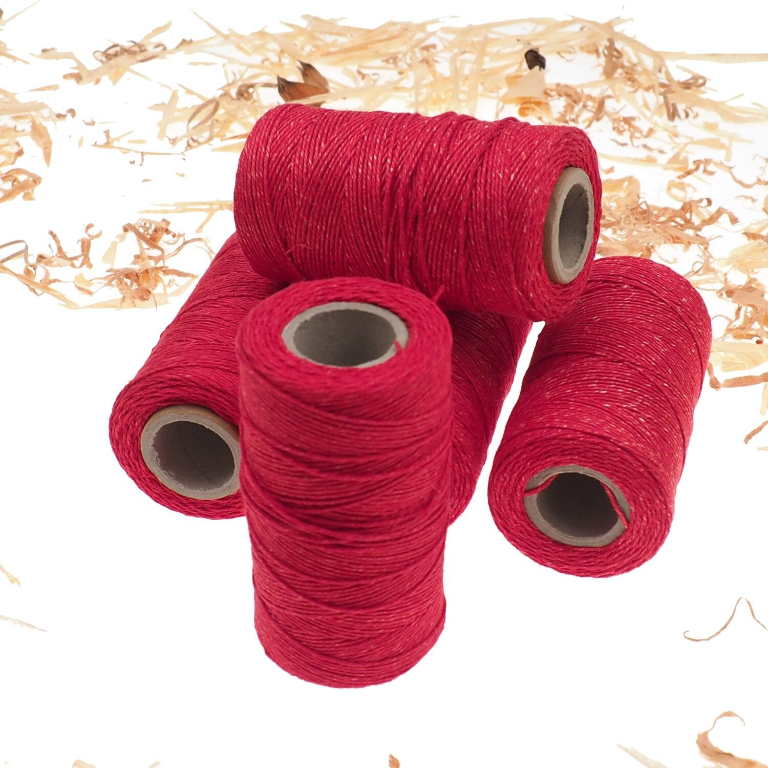 RED Linen Thread, Unwaxed Red Linen String , Warp Thread Thickness