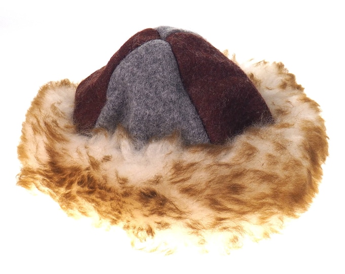 Viking gray violet wool hat, hand sewn, wool and sheep, larp, medieval, sca, unisex hat, Woolen headdress viking fur Slavic Viking clothing