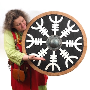 Aegishjalmur Viking Shield Pattern, Norsman shield, Wall decor, Larp and reenactment, SCA ready, black shield