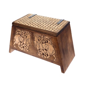 Small Personalized Viking Chest, hand carved, Norse pattern box, perfect wedding gift, SCA and Larp, treasure chest