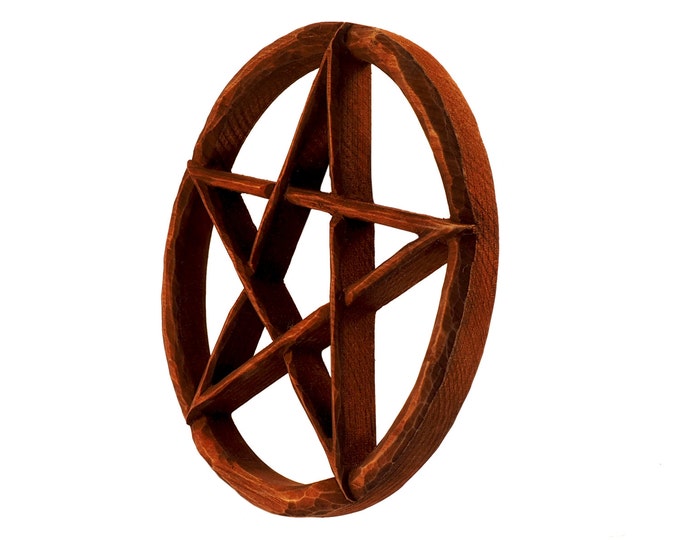 Wooden pentacle wall sign, wooden pentagram wall hanging, supernatural protection, wicca decor, hand carved pentacle, hand carved pentagram