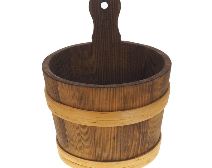 3 Liter Wooden Bucket With  Handle, wide top, sauna. handmade, reenactment, larp, sca Medieval, viking