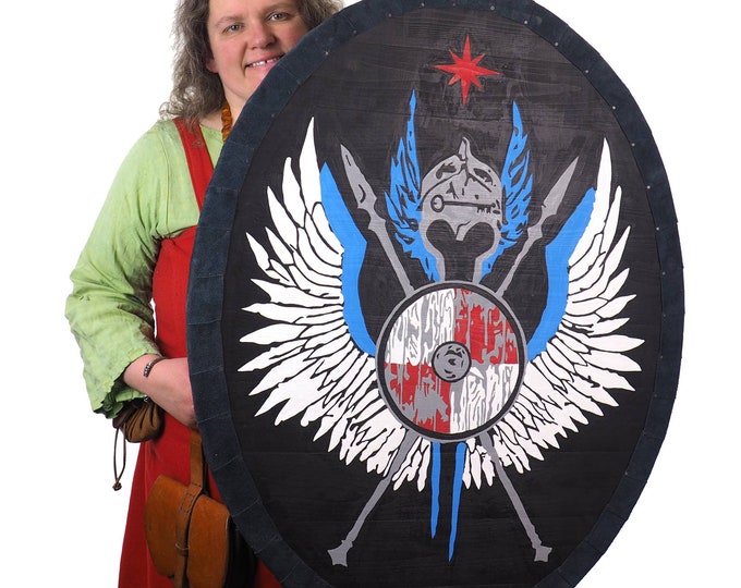 Oval Crest Shield, company logo, Personalized Viking Shield, Hand Painted, Wall decor, Larp and reenactment, SCA ready, pub decor, Norman