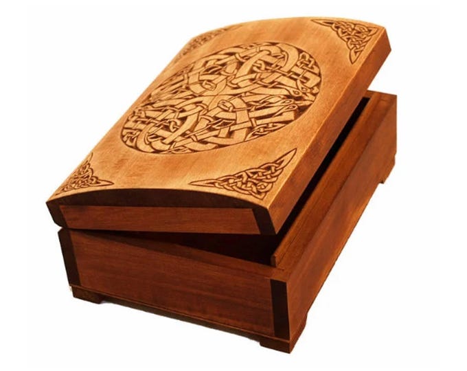 Wooden historical box with Urnes Dragons