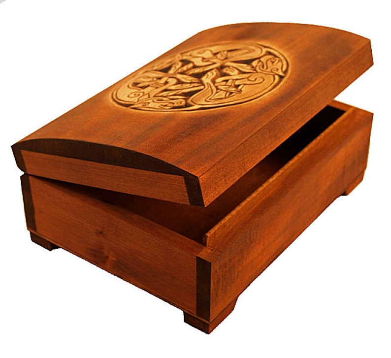 Wooden Historical Jewelry Box With Celtic Ornament From Book Etsy