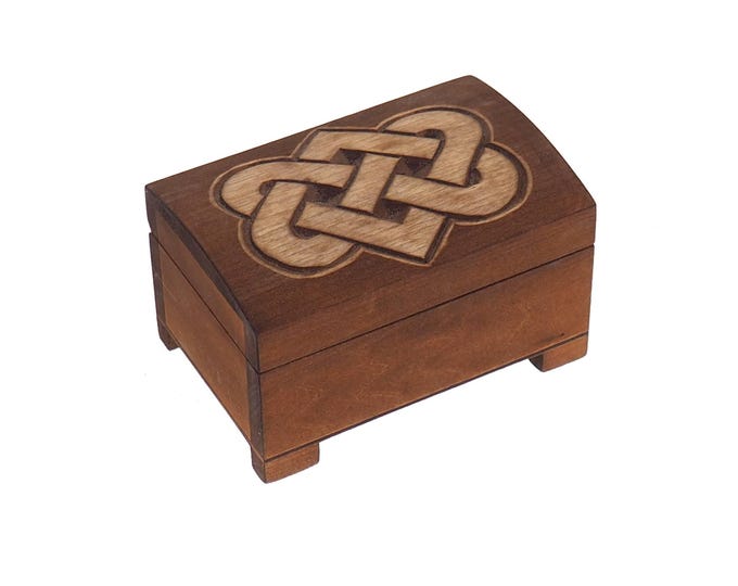 Wooden jewelry box, viking plait, hand carved, personalized, history pattern, gift box, custom jewelry box, wedding memory box,