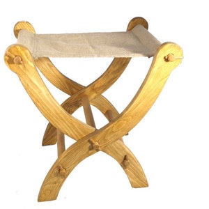 Small Wooden Folding Stool, for self-assembly, Historical furniture, medieval, SCA, LARP, camping gear, wooden stool, viking, event stool