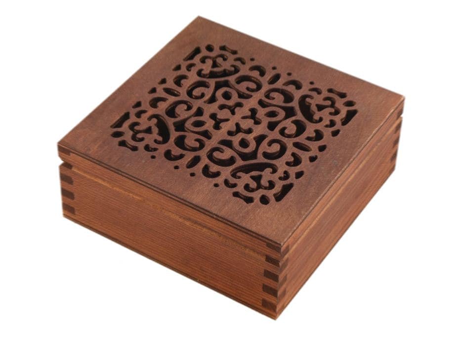 6cm Square Solid Oak Box with Lift-off Lid