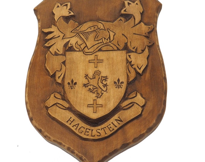 Tournament Personalized Family Crest, Hand Carved, Coat of Arms, Custom, Family Shield, Wooden Emblem, Wedding Wood Art, Heraldic, Woodcraft