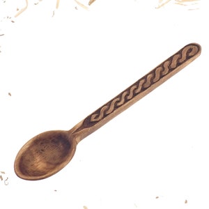 Wooden Hand Carved Spoon, viking pattern, Medieval Spoon,Wood Cutlery, Medieval Kitchen, Dining Appliances,Viking Kitchen, SCA, personalized