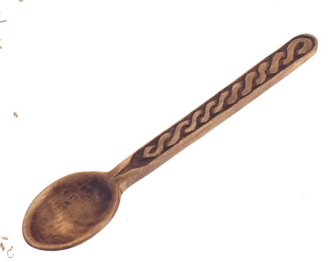 Wooden Hand Carved Spoon, viking pattern, Medieval Spoon,Wood Cutlery, Medieval Kitchen, Dining Appliances,Viking Kitchen, SCA, personalized