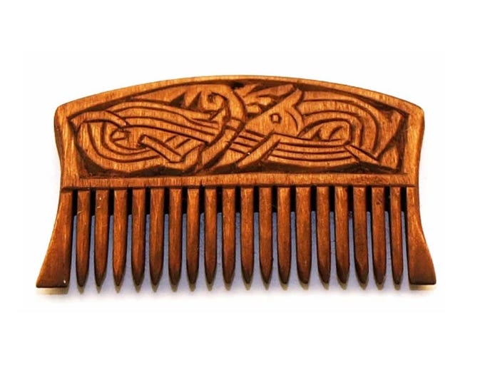 Viking Wooden Comb with a dragon