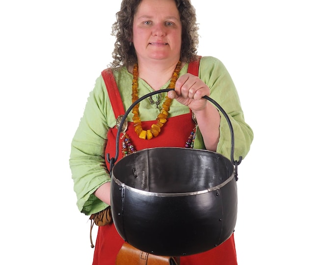 Steel cauldron  3 and 2/3 gallon , 10 liter, hand forged, historical handicraft, metal Viking pot, witch cauldron, Larp and SCA